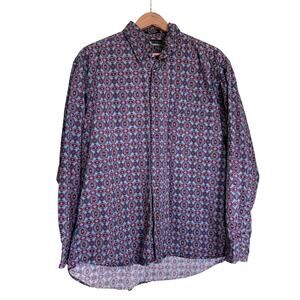 Chereskin Sportswear Men's Mosaic Multicolor Cotton Long Sleeve Button Up Size L